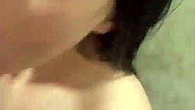 Petite girl finishes with a messy facial