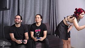 Cindy Luna gets intense double penetration from friends.