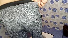 Indian Nepali bhabhi's bathroom peeing video goes viral in public compilation.