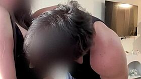 Oriental hottie gets big load of cum on het titties.