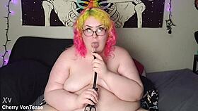 Bbw enjoys nipple pump play time with moaning 😍