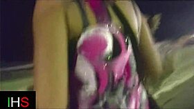 beautiful brunette girl enjoys intense pleasure