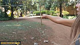 latina boss's daughter calls farmhand to the woods for her first big black cock