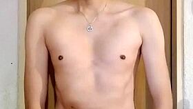 Skinny Guy With Monster Cock Masturbates Solo