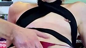 Horny wife gets fisted on the kitchen counter