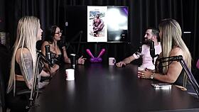 Tinder match leads to group sex with Juli Figueir� and Felipe Larrossa in sheer red lingerie.