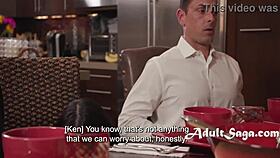 Wife endures rough office gangbang