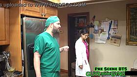 Taking 'daughter' Angel Ramiraz to hospital for nurse roleplay humiliation. 😈🏥 Latex gloves and backstage fun.