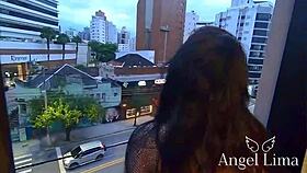 Angel Lima Teases with Big Tits and Ass Behind the Scenes