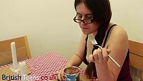 British 18-Year-Old Slut Eats Cum-Topped Ice Cream
