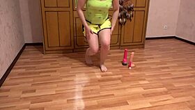 Anal Penetration With Gymnastics Brunette With A Beautiful Butt And A Gaping Anus Homemade Masturbation