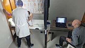 Old wife in gynecologist exam gets fucked doggystyle by doctor, cuckold husband watches