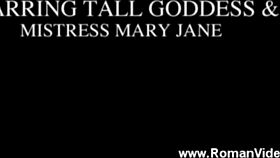 tall blonde dominatrix facesits man in bdsm session