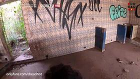 Sex in abandoned restaurant by the highway with dread hot