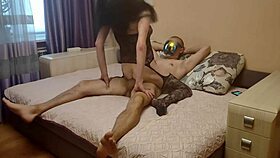 Wife GAPS pussy beautifully in homemade video with wet tits and stockings.