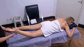 Massage ends up ending in sex the masseur had sex until he came in her while giving the massage