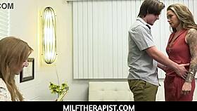 Big tits milf Athena Anderson brings Tyler Cruise to therapist Dr. Sonia Harcourt for his intense masturbation issue!