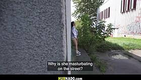 Public masturbator enjoys outdoor self-pleasure in the car