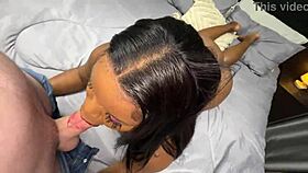 big booty ebony gagged on white cock for a facial then she begged for backshots and a cumshot