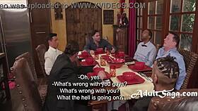 Wife endures rough office gangbang