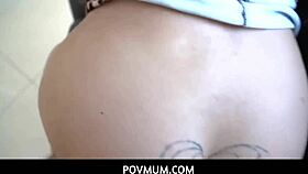 Drill me harder, stepson, the inked blonde big tits stepmom begs in pov.