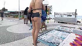 i walk in mini short on copacabana beach and guys stare at my sexy latina body
