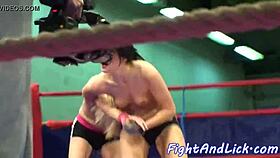 after wrestling, this glam dyke licks her opponent's pussy so good