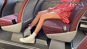 Hot Woman Touches Herself on Public Bus
