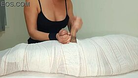 part1 mummified handjob with interruption of cum for two minutes