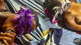 two sexy slim teens tease before foursome