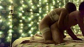 the mistress experiences a powerful orgasm in her boyfriend's ass during their session