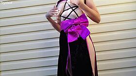 My hot japanese friend fingering outdoors