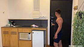 feeling horny eating the hot woman in lingerie after she left for work