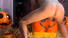 Teen Gets Double Creampie In Pumpkin Patch During Horny Doggystyle Fuck