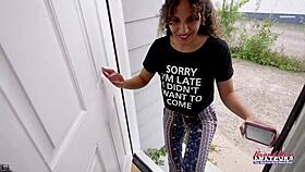 Petite Brunette Liv Revamped Rubs Wet Pussy While Sucking Big Cock