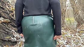 Curvy BBW MILF After Intense Masturbation in Pantyhose Inserts Toy into Her Dripping Hole Outdoors