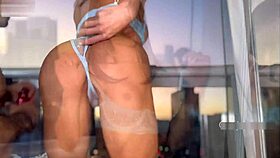 Intensely fucked on the balcony by muscular roommate