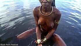 hot skinny african village girl walks naked, probably seeking some dick