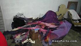 hey, watch these amateur babes in a wild group sex party in the garage