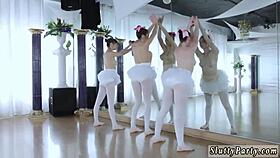 Amateur ballerinas try blowjob swallow first time