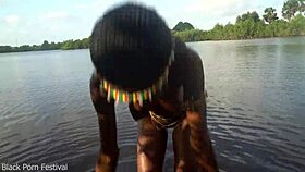 hot skinny african village girl walks naked, probably seeking some dick