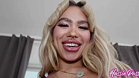 petite asian coed takes a big one featuring luna luxe with brickzilla