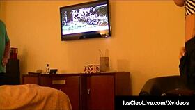 Cam cutie Cleo gets a surprise on her freckled face