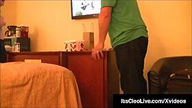 Cam cutie Cleo gets a surprise on her freckled face