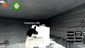 In Roblox, he engages in sex and cums on her big ass.