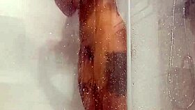 Horny Babe Plays with Dildo in Shower Bathing