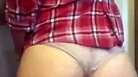 Watch this sexy petite milf tease with her panties and plump ass.