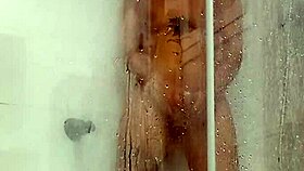 Horny Babe Plays with Dildo in Shower Bathing