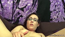 Curvy brunette nerdy whore Sinn Sage wears glasses during dirty talk