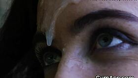 Hot Babe Receives Facial Cumshot While Sucking